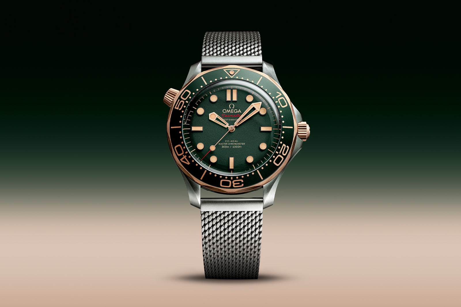 Omega Release Seamaster Diver 300M Titanium and Bronze Gold with Green Dial