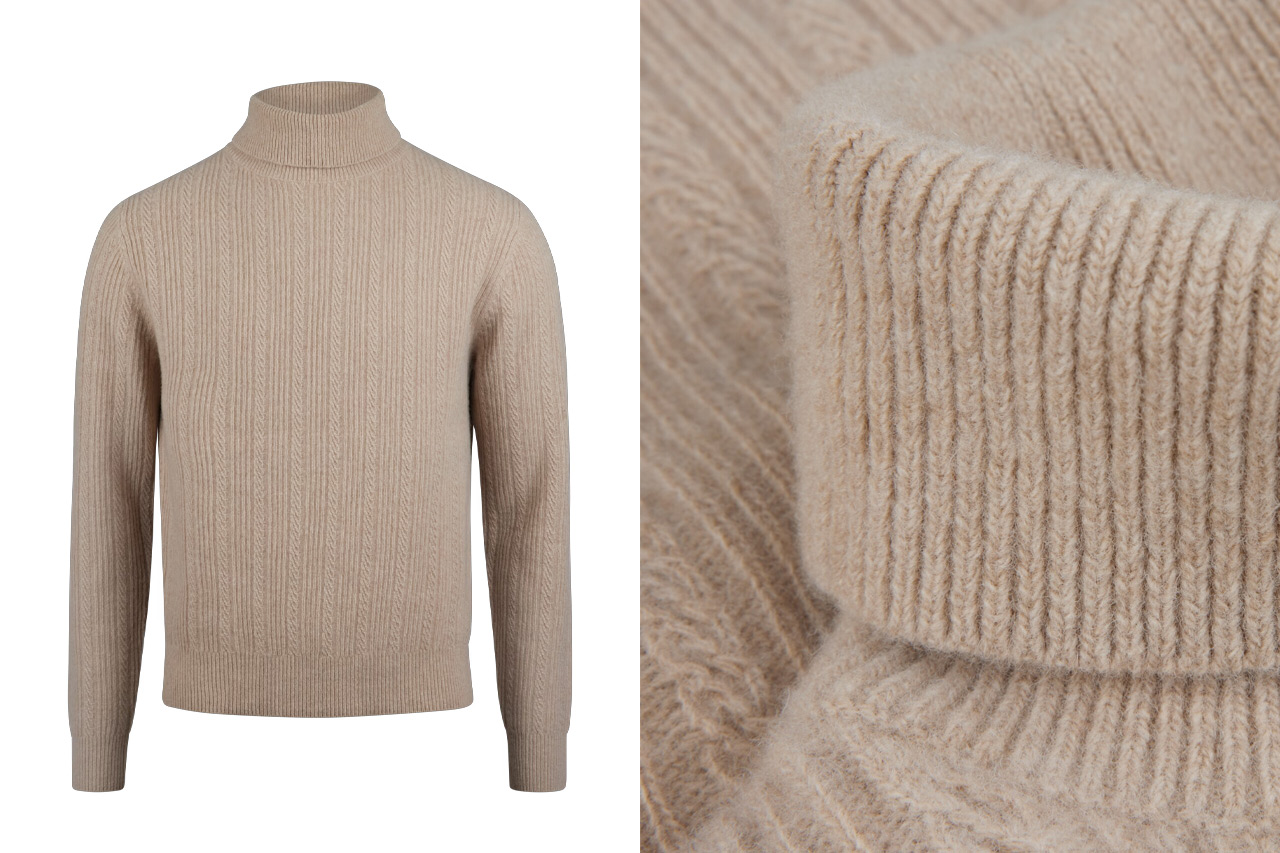 Stenstroms Beige Textured Roll Neck